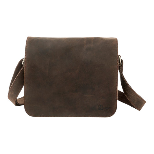 Bolso bandolera de piel con cierre de solapa