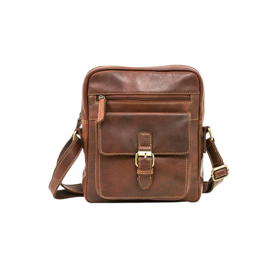 Medium Leather Crossbody Bag with Front Buckle Pocket