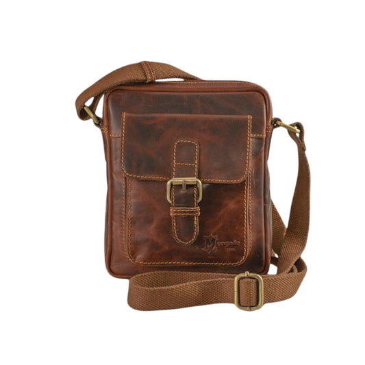 Small Leather Crossbody Bag with Front Buckle Pocket