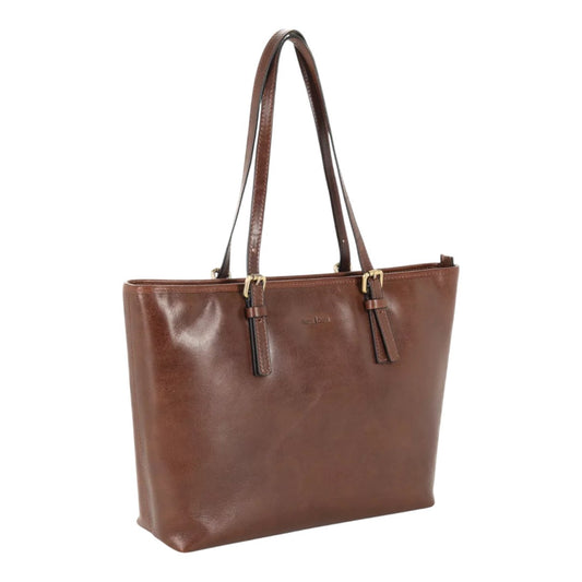 Lady Leather Tote Bag with Zip Closure