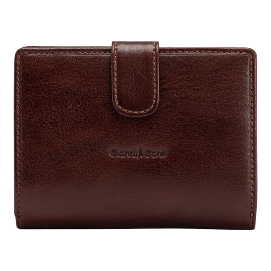 Compact Bifold Leather Wallet with Tab Closure