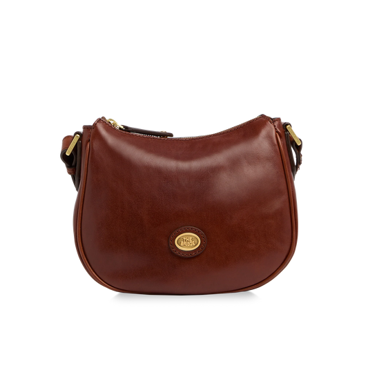 Leather crossbody bag with zipper closure