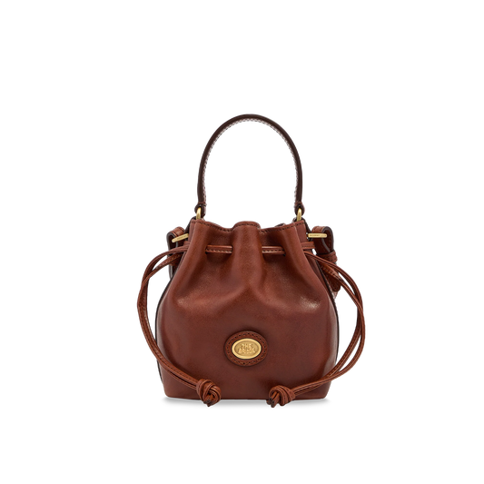 Mini leather bucket bag with shoulder strap