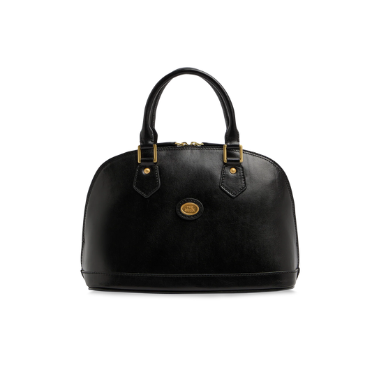 Leather handbag with shoulder strap