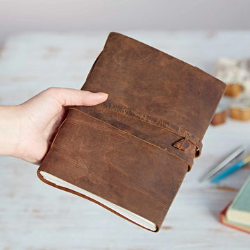 Buffalo Leather Journal - Unlined Notebook - Handmade