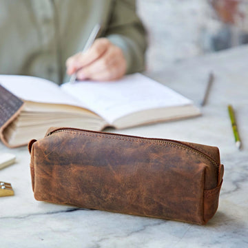 Buffalo Leather Pencil Case - Handmade