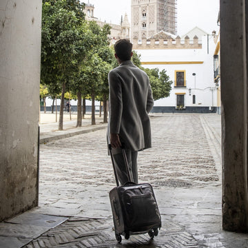 Luxury Vintage Leather Cabin-Size Rolling Suitcase