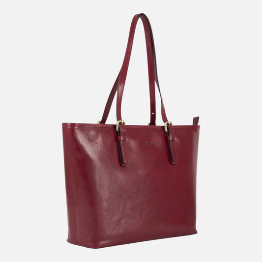 Lady Leather Tote Bag with Zip Closure