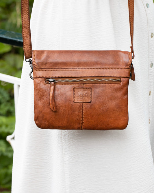 Leather Crossbody Bag with Flap Closure