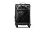 Black leather carry-on suitcase