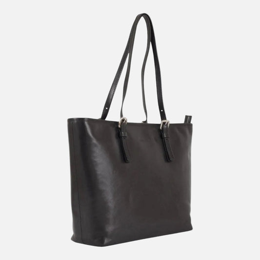 Lady Leather Tote Bag with Zip Closure